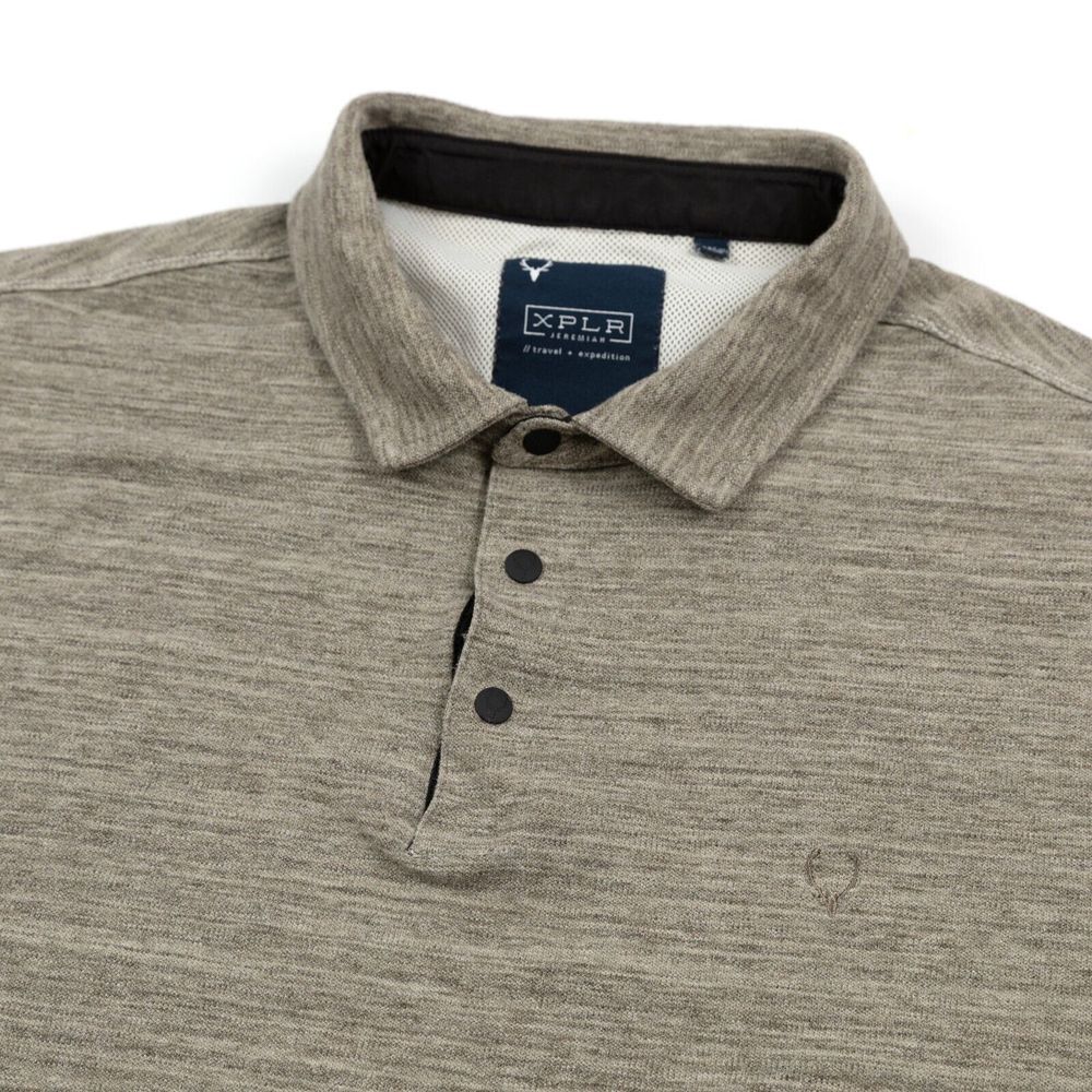 XPLR‎ Jeremiah Polo Shirt Mens XL Tan Heathered Cotton Polyester Short Sleeve